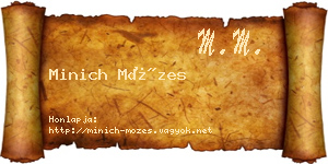 Minich Mózes névjegykártya